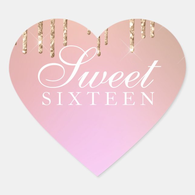 Pegatina - Purpurina dorado Drip Sweet 16 Rosas Ro (Anverso)