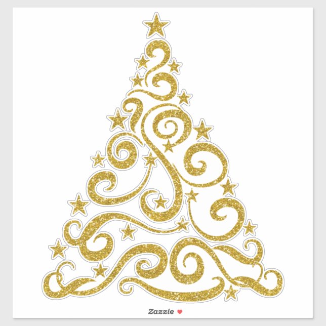 Pegatina Purpurina Gold Faux | Árbol giratorio de Navidades (Hoja)