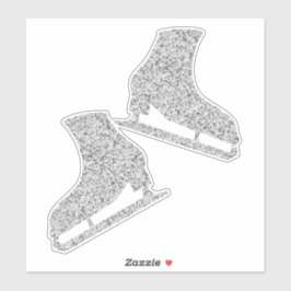 Pegatina purpurina plateado de patines de hielo de dos figu