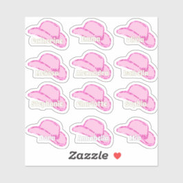 Pegatina Purpurina rosa Cowgirl Gorras Chicas nombres