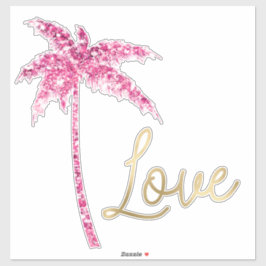 Pegatina Purpurina rosa Palm Tree Gold Love