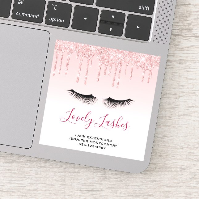 Pegatina Purpurinas rosados modernos y pestañas negras en n (Detalle)