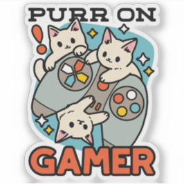 Pegatina Purr on Gamer - Diseño de juegos para gatos