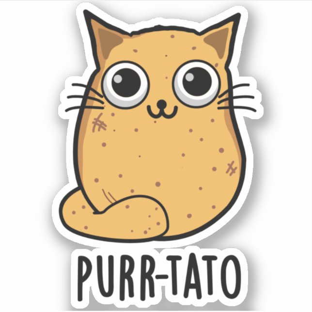 Pegatina Purr-tato Gracioso Gato Pun (Anverso)