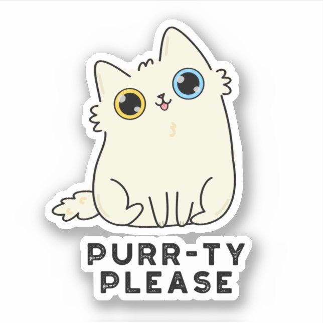 Pegatina Purr-ty Please Funny Kitty Cat Pun (Anverso)