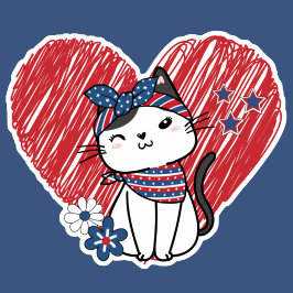 Pegatina Puss Patriótico impermeable