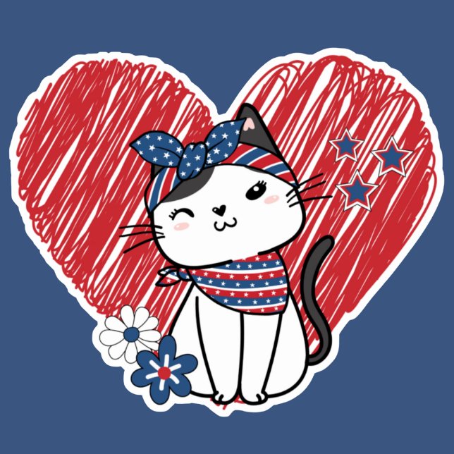 Pegatina Puss Patriótico impermeable (Subido por el creador)