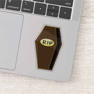 Pegatina QEPD Ataúd de Halloween con forma de fatalidad