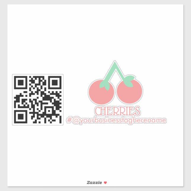 Pegatina QR Code Cherries Nombre comercial Decal de coche (Hoja)