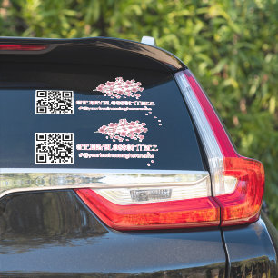 Pegatina QR Code Cherry Blossom Business Name Car Decal