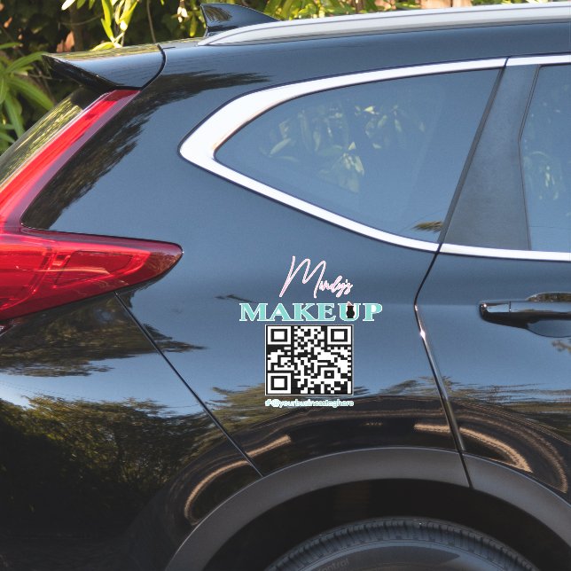 Pegatina QR Code Salon Business Name Car Decal (Lado del coche)