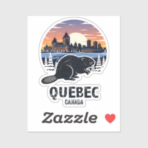 Pegatina Quebec Canadá Viaje Antiguo Castillo Fronte Beaver
