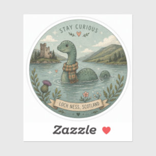 Pegatina Quédate Curioso Acogedor Críptido Nessie Monstruo