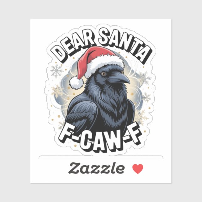 Pegatina Queridos Navidades divertidos de Santa F-caw-F Rav (Hoja)