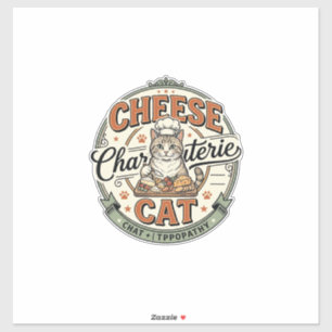 Pegatina Queso Charcutería Gato Queso Charcutería Gato Vint