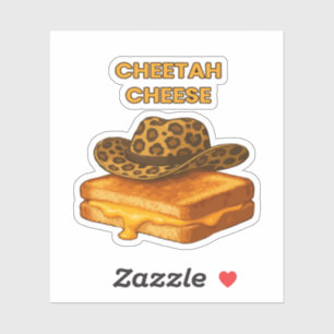 Pegatina Queso Cheetah Chiste de Queso a la Parrilla Sombre