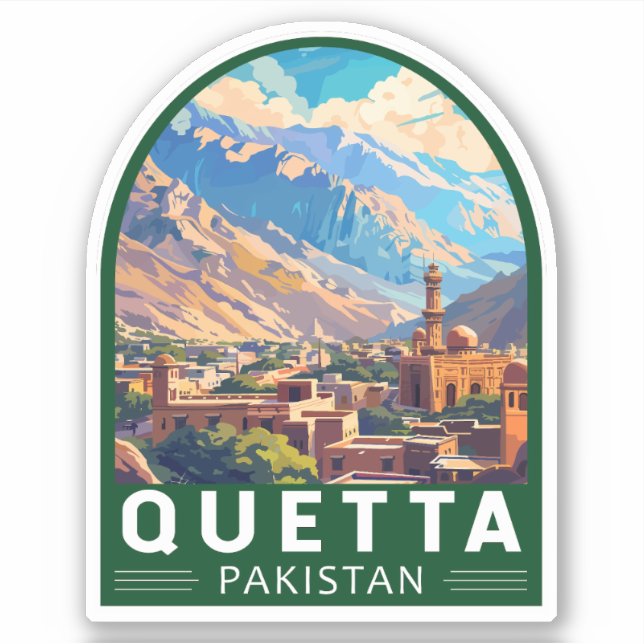Pegatina Quetta Pakistan Viaje de arte (Anverso)