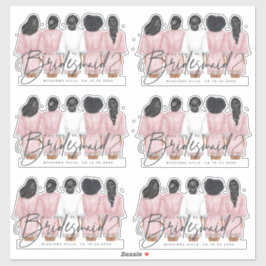 Pegatina ¿Quieres ser mi dama de honor? Chicas en batas tar