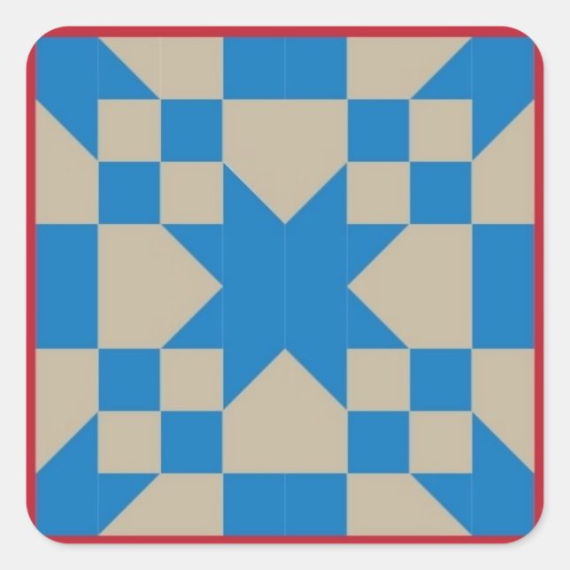 Pegatina Quilt Block - Carretera a Oklahoma (rojo/ (Anverso)