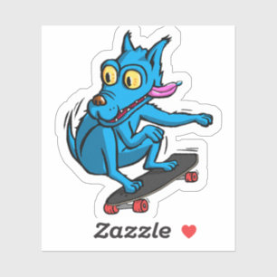 Pegatina Quircky the blue dog skater