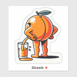Pegatina Quirky Orange Juice Cartoon Sticker - Funny Fruit