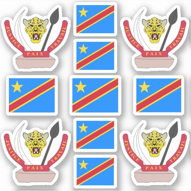 Pegatina R.D. Congo - Símbolos nacionales/Escudo de armas y (Anverso)