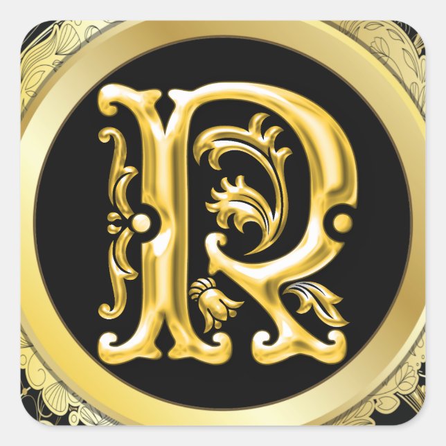 Pegatina R Square inicial en oro (Anverso)