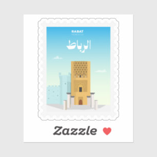 Pegatina Rabat Marruecos Sello Postal Viaje