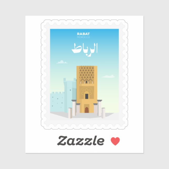 Pegatina Rabat Morocco Postage Stamp Travel (Hoja)