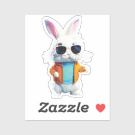 Pegatina Rabbit Sticker with Jacket and Sunglasses