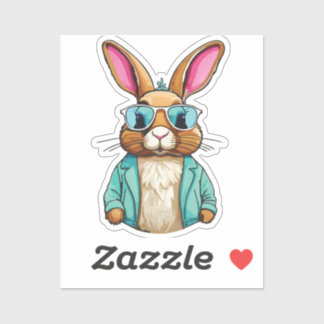 Pegatina Rabbit Sticker with Jacket and Sunglasses