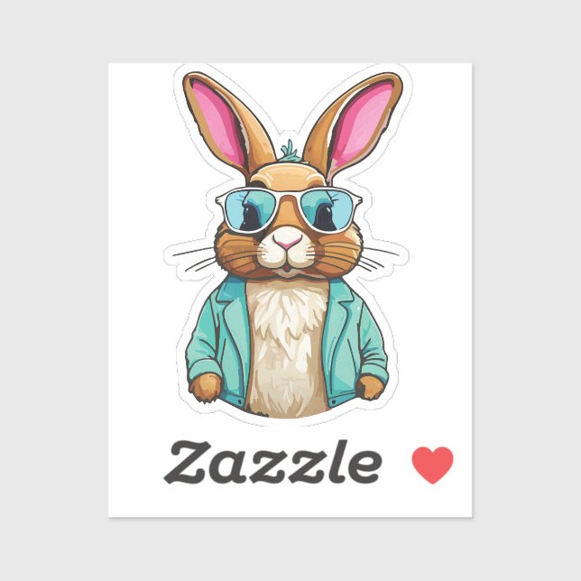 Pegatina Rabbit Sticker with Jacket and Sunglasses (Hoja)
