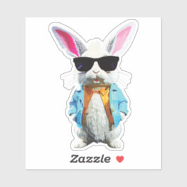 Pegatina Rabbit Sticker with Jacket and Sunglasses