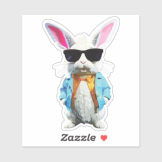 Pegatina Rabbit Sticker with Jacket and Sunglasses
