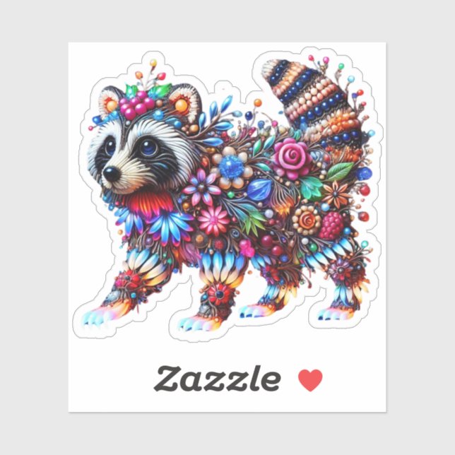 Pegatina Raccona con brillo encantado (Hoja)