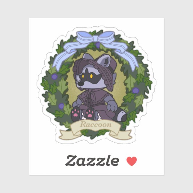 Pegatina Raccoon Custom-Cut Vinyl Sticker (Hoja)