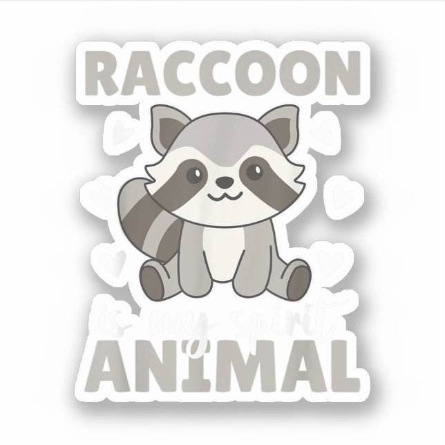 Pegatina Raccoon Es Mi Espíritu Animal Cute Raccoon (Anverso)