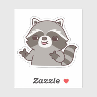 Pegatina Raccoon Finger Gun Hand Gesture Funny