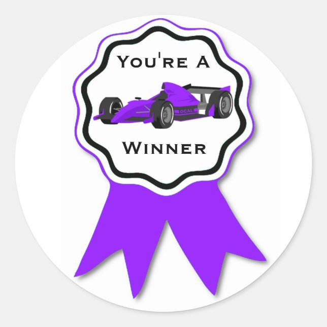 Pegatina Race Car Purple Ribbon (Anverso)