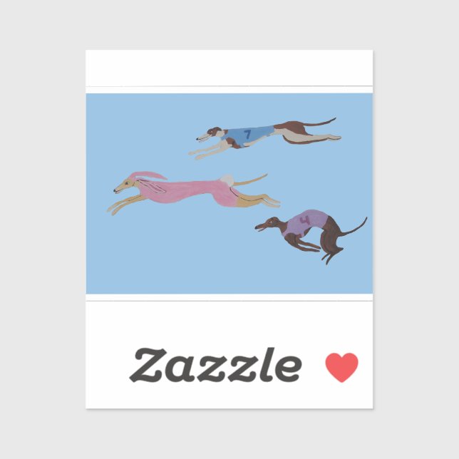 Pegatina Racing Greyhounds with lead dog in Bunny suit (Hoja)