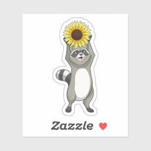 Pegatina Racoon con girasol