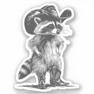 Pegatina Racoon Cowboy Funny Racoon Gráfica Memes Hombres M