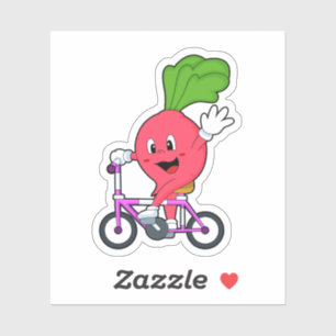 Pegatina Radish con bicicleta