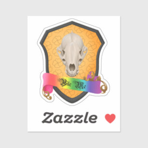 Pegatina Rainbow Bite Me Badger Skull
