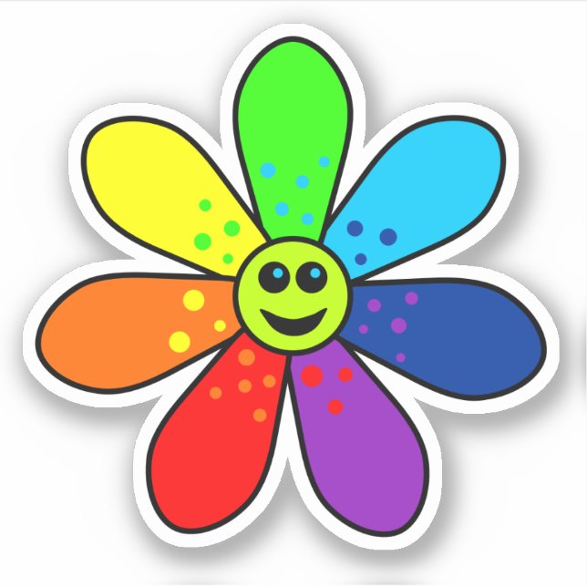 Pegatina Rainbow Flower Vinyl Sticker (Anverso)
