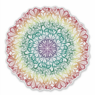 Pegatina Rainbow Hearts Retro Mandala