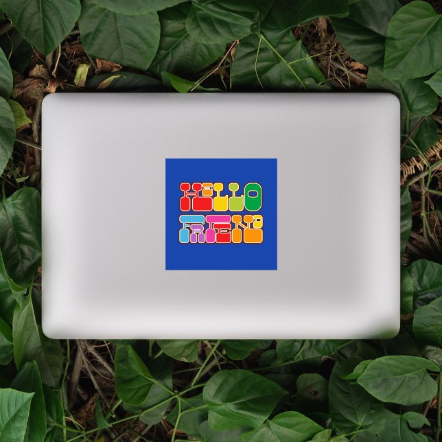 Pegatina Rainbow Hello Friend Retro (Subido por el creador)