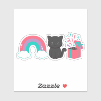 Pegatina Rainbow Kitten Surprise Icon Sticker | Pink Purple
