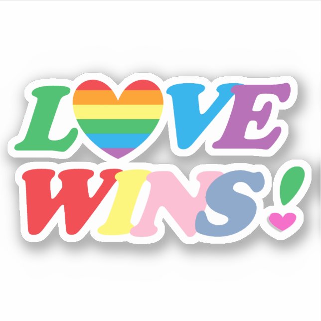 Pegatina Rainbow Love Wins Heart LGBT (Anverso)