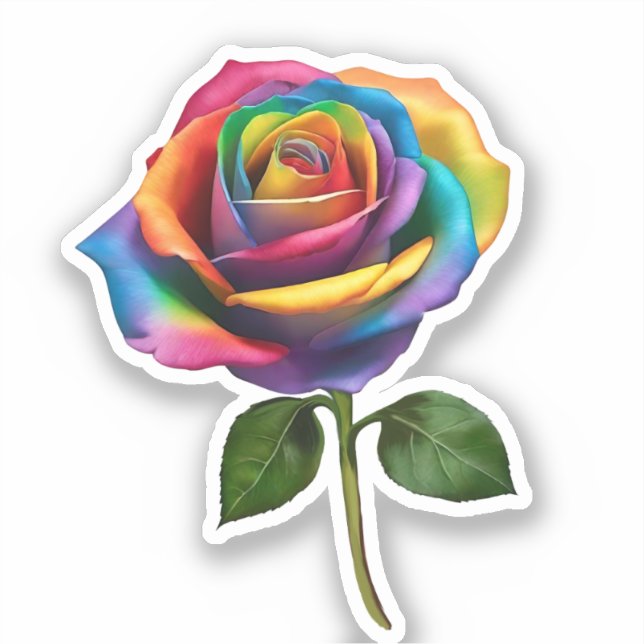 Pegatina Rainbow Rose- (Anverso)